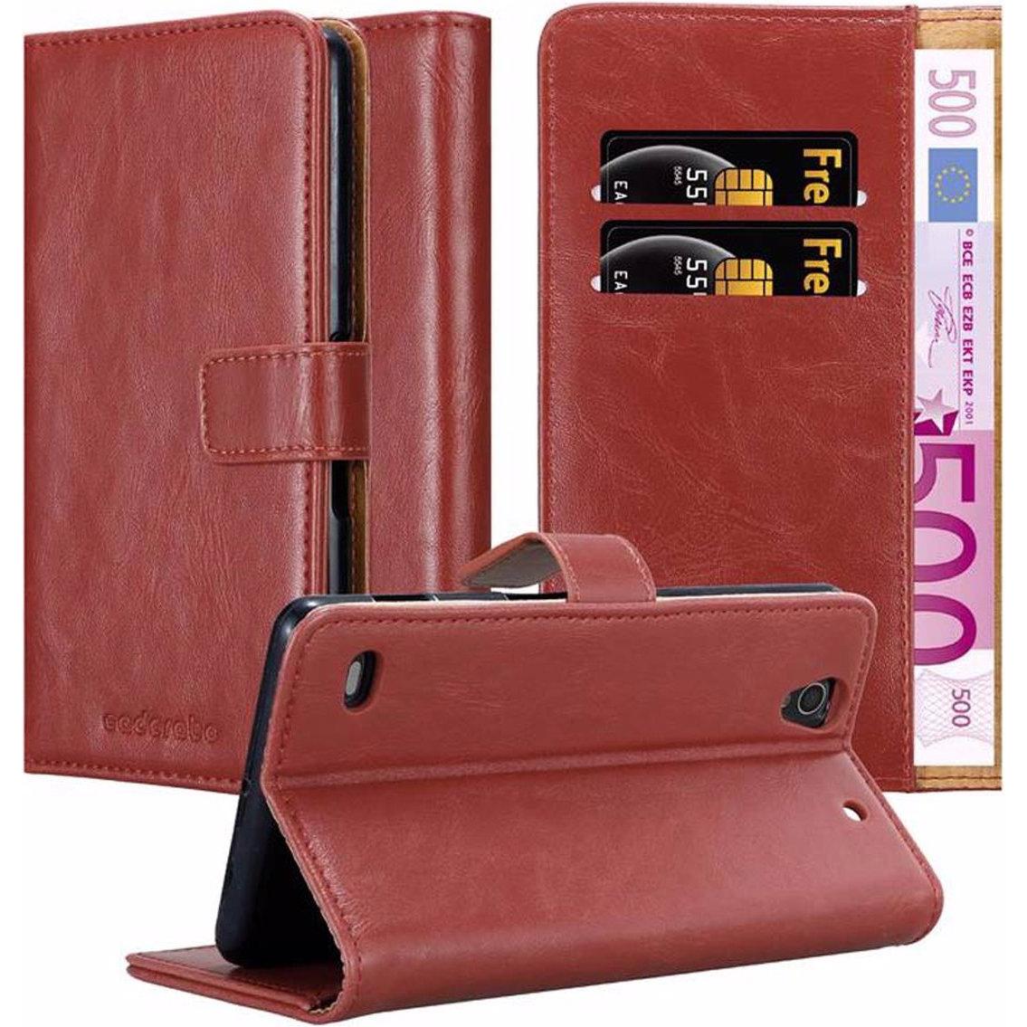 Cadorabo Book Luxury Cover (Sony Xperia C4), Smartphone Hülle, Rot