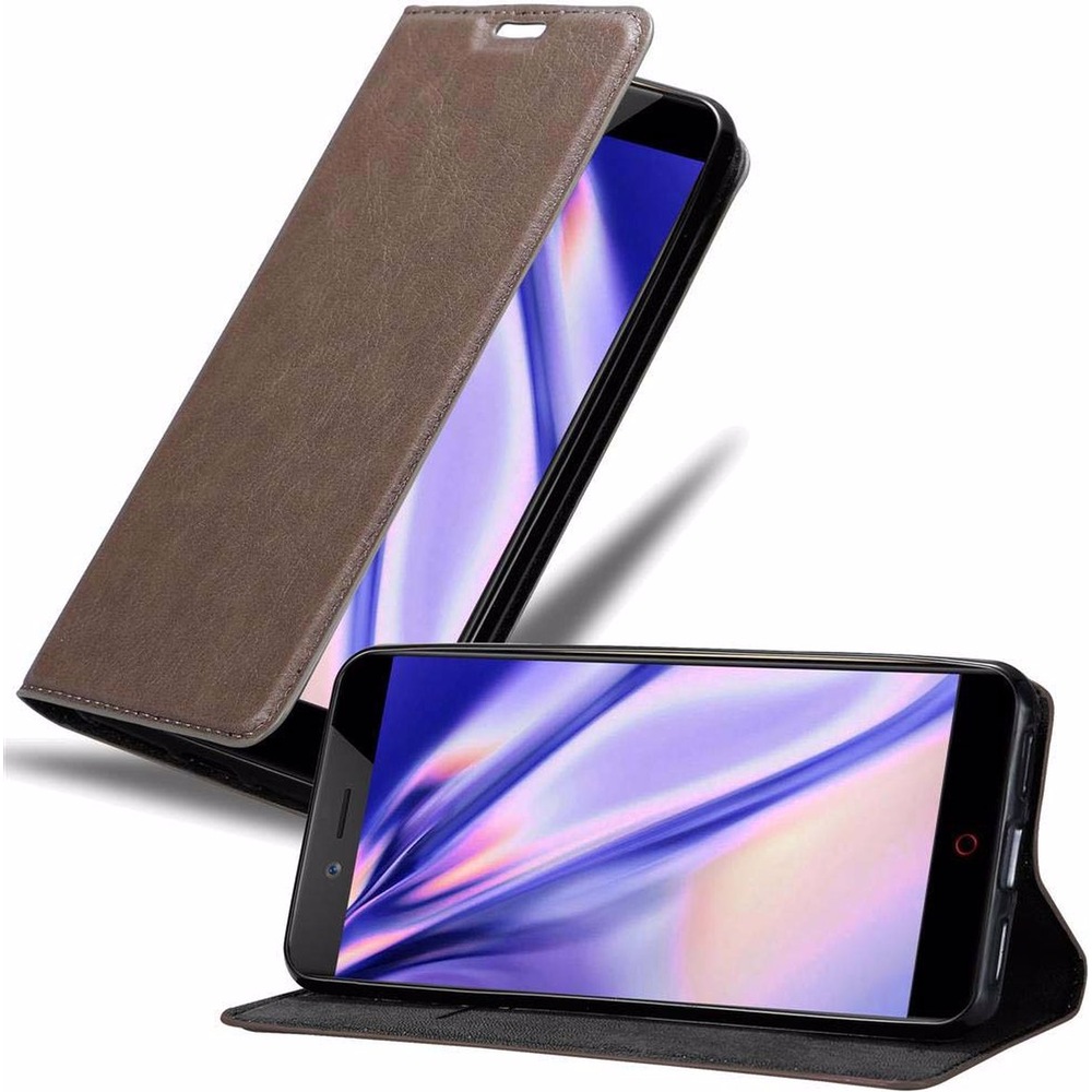 Cadorabo Book Invisible Magnet Cover (ZTE Nubia Z17 Mini), Smartphone Hülle, Braun