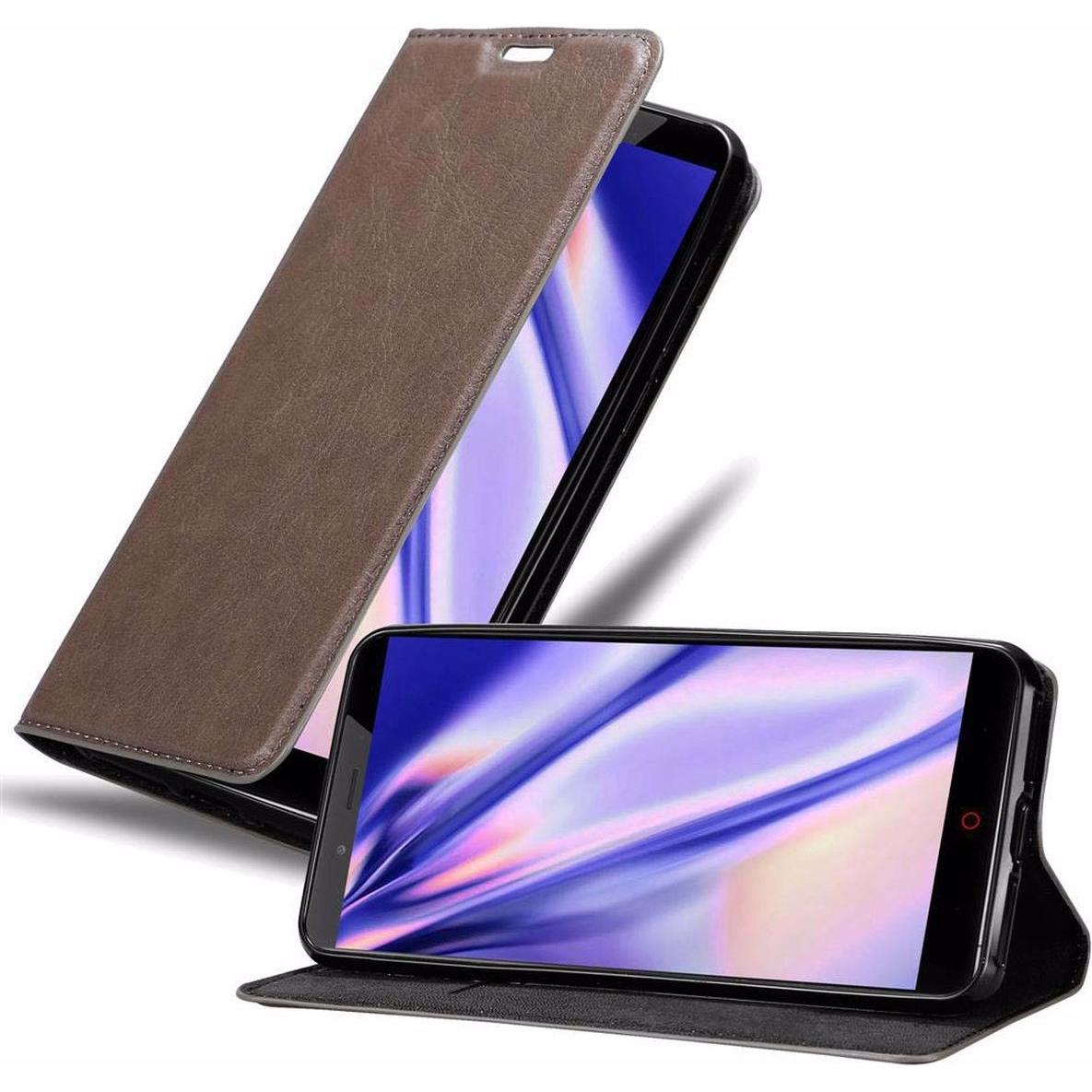 Cadorabo Book Invisible Magnet Cover (ZTE Nubia Z11 Max), Smartphone Hülle, Braun