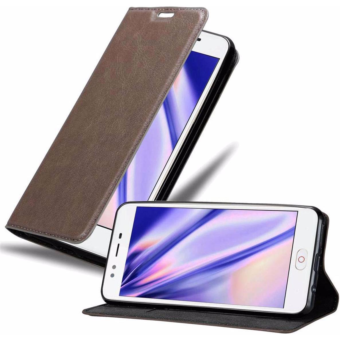 Cadorabo Book Invisible Magnet Cover (ZTE Nubia M2 Lite), Smartphone Hülle, Braun