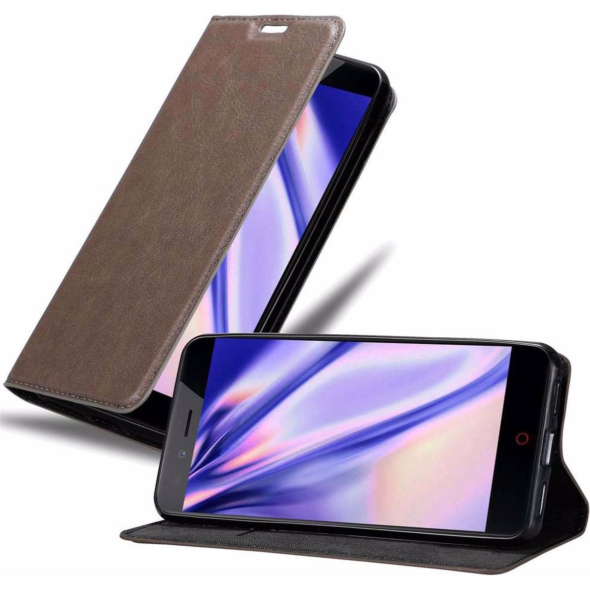 Thumbnail - Cadorabo Book Invisible Magnet Cover (ZTE Nubia Z11 Mini S), Smartphone Hülle, Braun