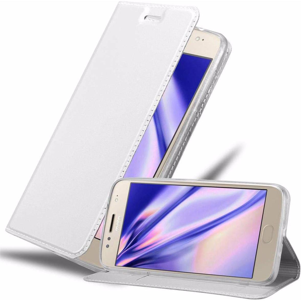 Cadorabo Book Classy Style Cover (Motorola Moto G5S Plus), Smartphone Hülle, Silber
