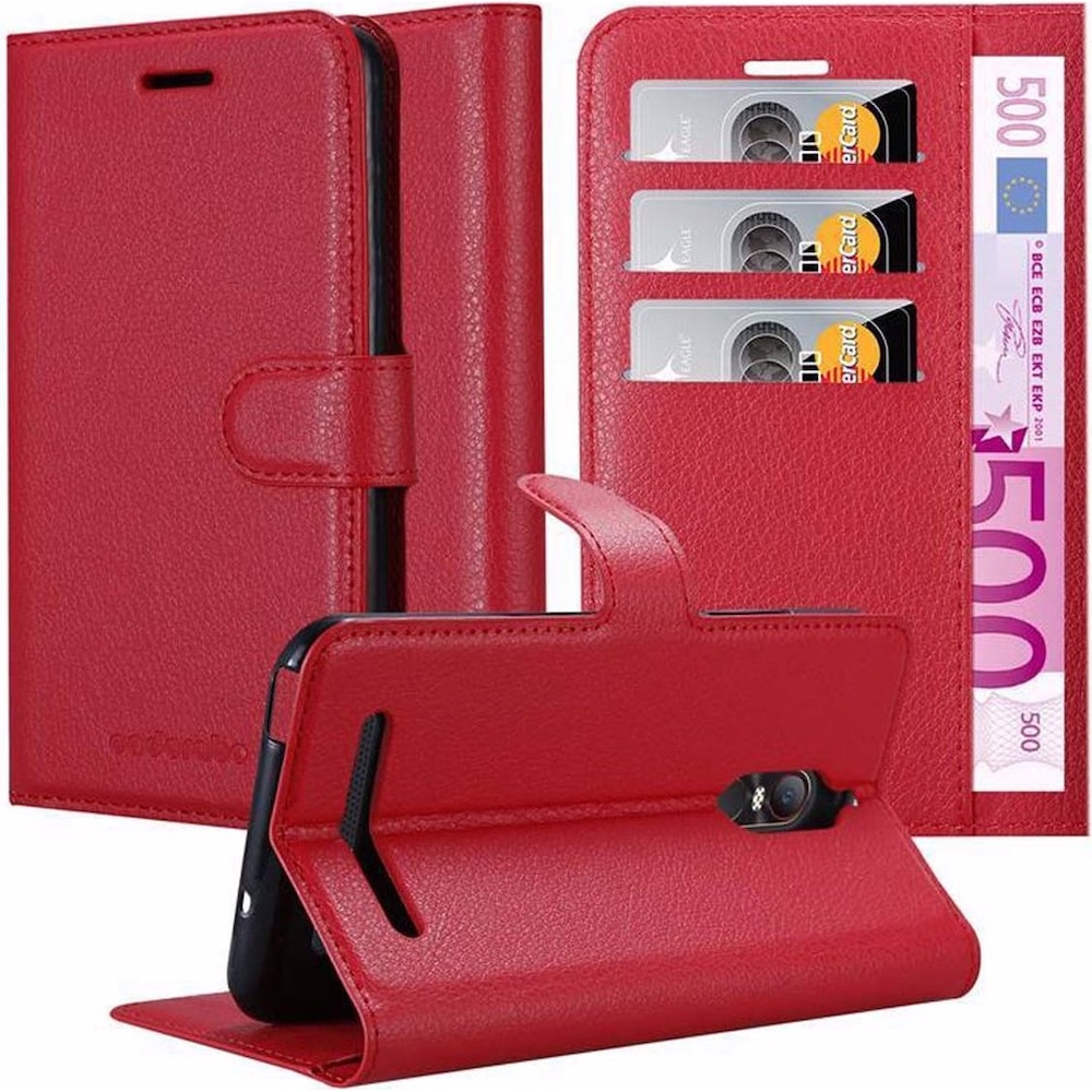 Cadorabo Book mit Standfunktion Cover (ZTE Nubia N1 Lite), Smartphone Hülle, Rot