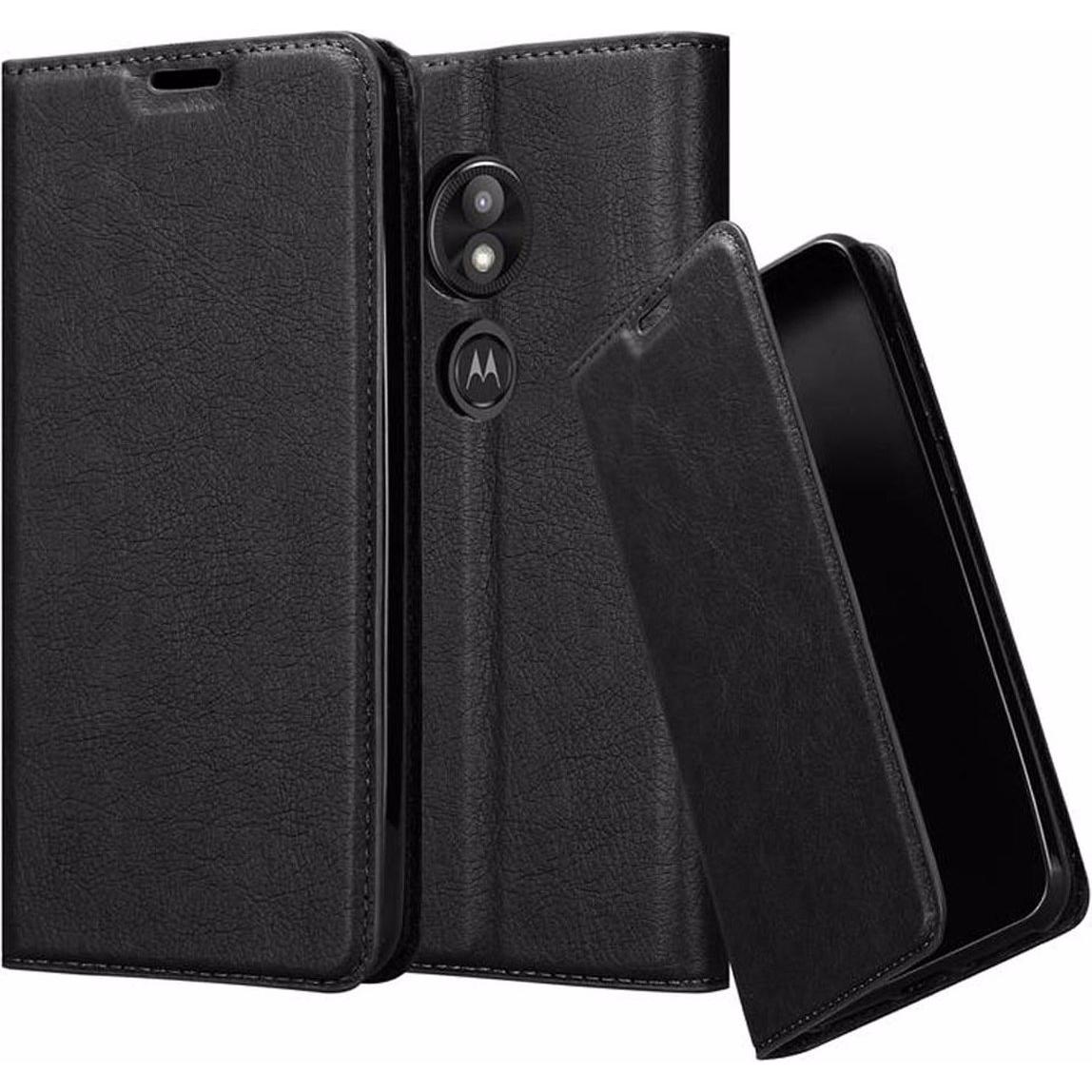 Cadorabo Book Invisible Magnet Cover (Motorola Moto E5 Play), Smartphone Hülle, Schwarz