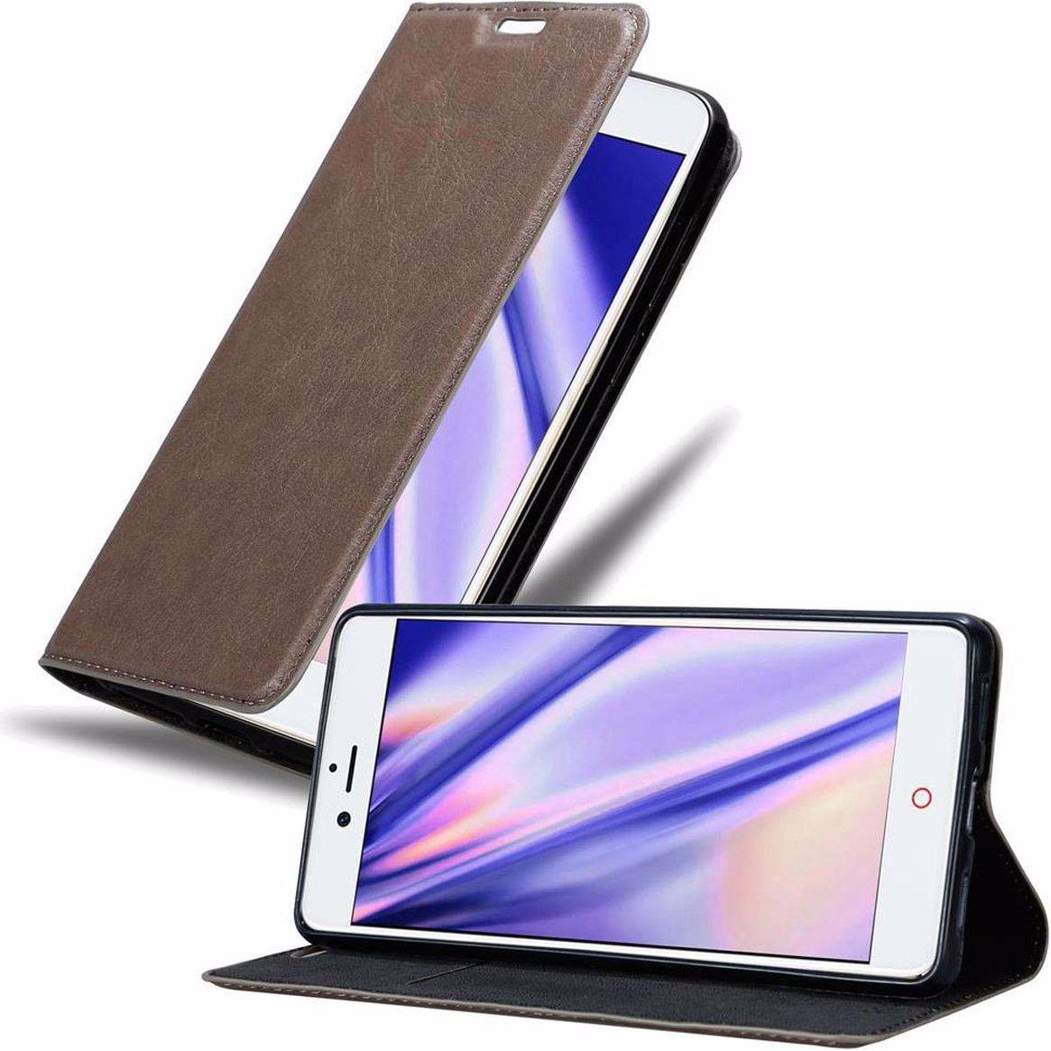 Thumbnail - Cadorabo Book Invisible Magnet Cover (ZTE Nubia Z11), Smartphone Hülle, Braun