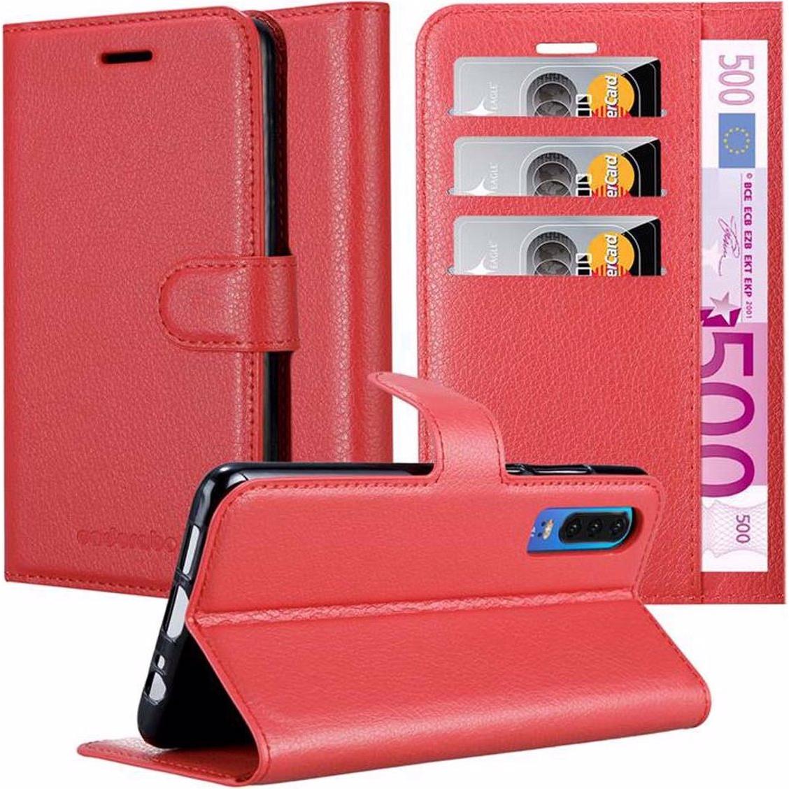 Cadorabo Book mit Standfunktion Cover (Huawei P30), Smartphone Hülle, Rot