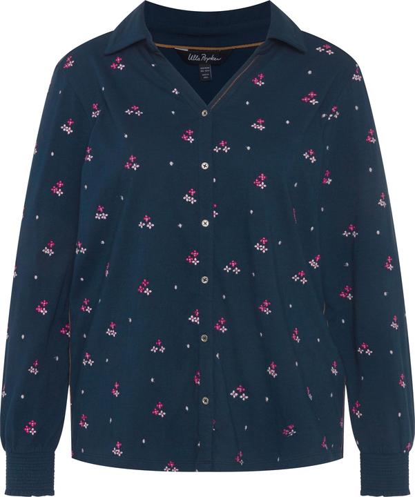 Immagine prodotto Ulla Popken Blusa di jersey con ricami, orlo elastico, colletto da camicia e maniche lunghe (46, 48)
