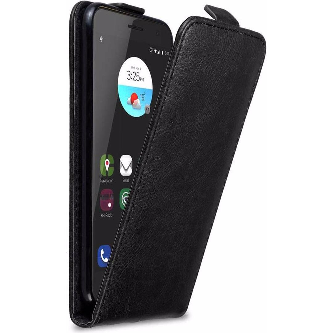 Cadorabo Flip wie Invisible Cover (ZTE Blade V7), Smartphone Hülle, Schwarz