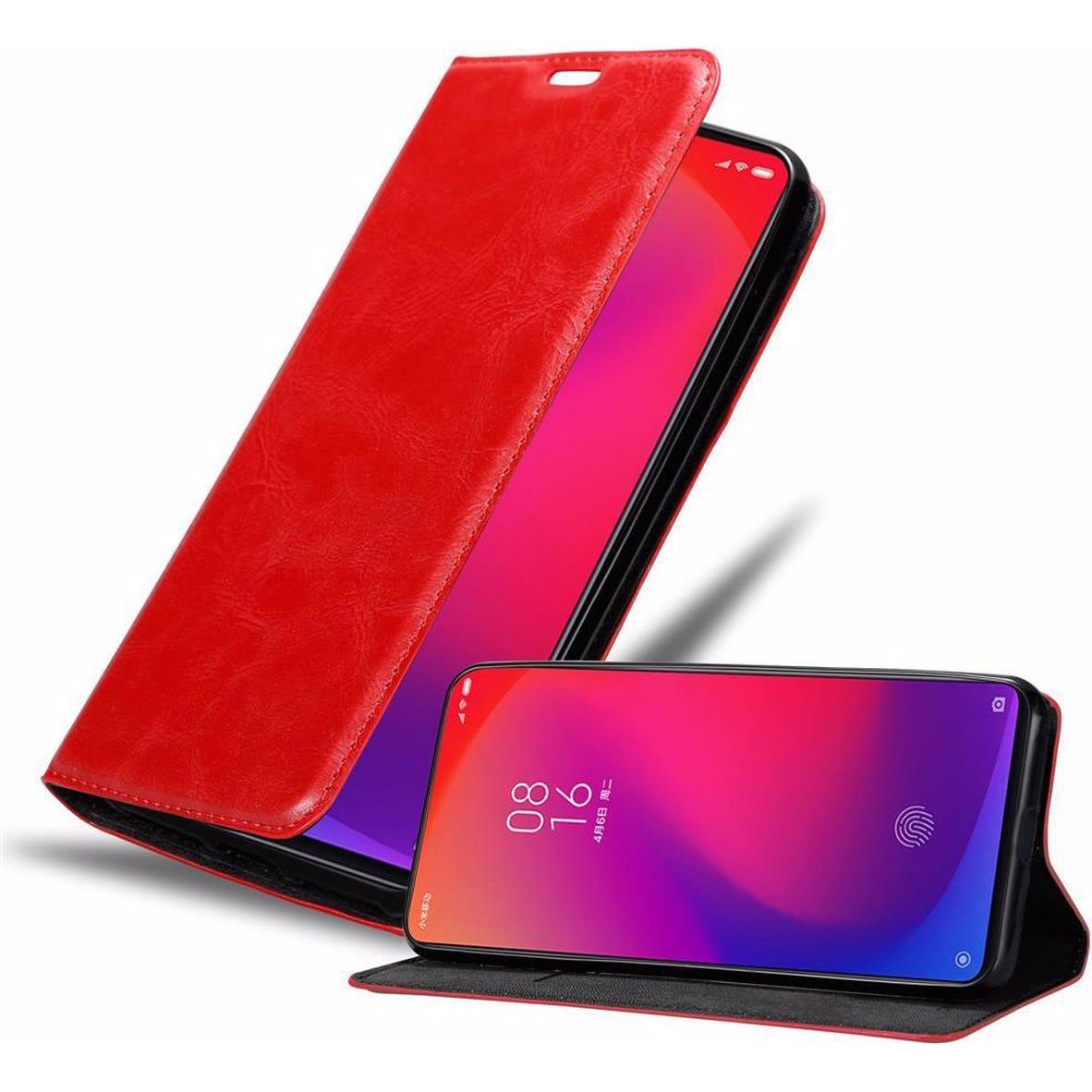 Cadorabo Book Invisible Magnet Cover (Xiaomi Redmi K20, Xiaomi Mi 9), Smartphone Hülle, Rot