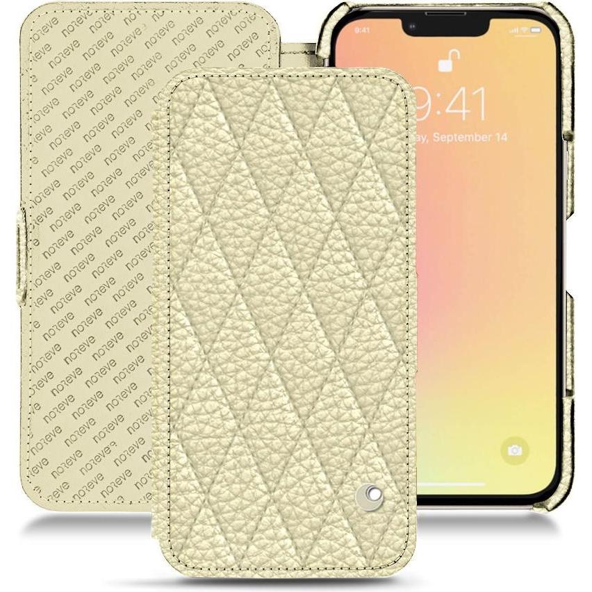 Noreve Lederschutzhülle horizontal (Apple iPhone 13 mini), Smartphone Hülle, Weiss