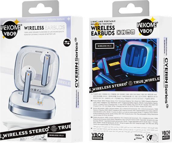Actual product image Wekome VB09 Cyerin-Serie – Kabellose Bluetooth V5.3 TWS-Ohrhörer mit Ladehülle (weiss) (5 h, Wireless)