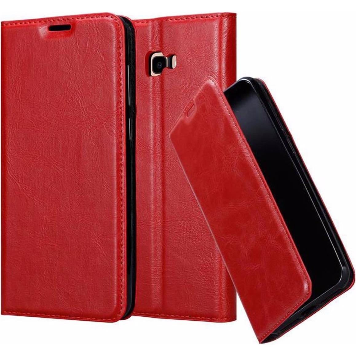 Cadorabo Book Invisible Magnet Cover (Samsung Galaxy J4 Prime), Smartphone Hülle, Rot