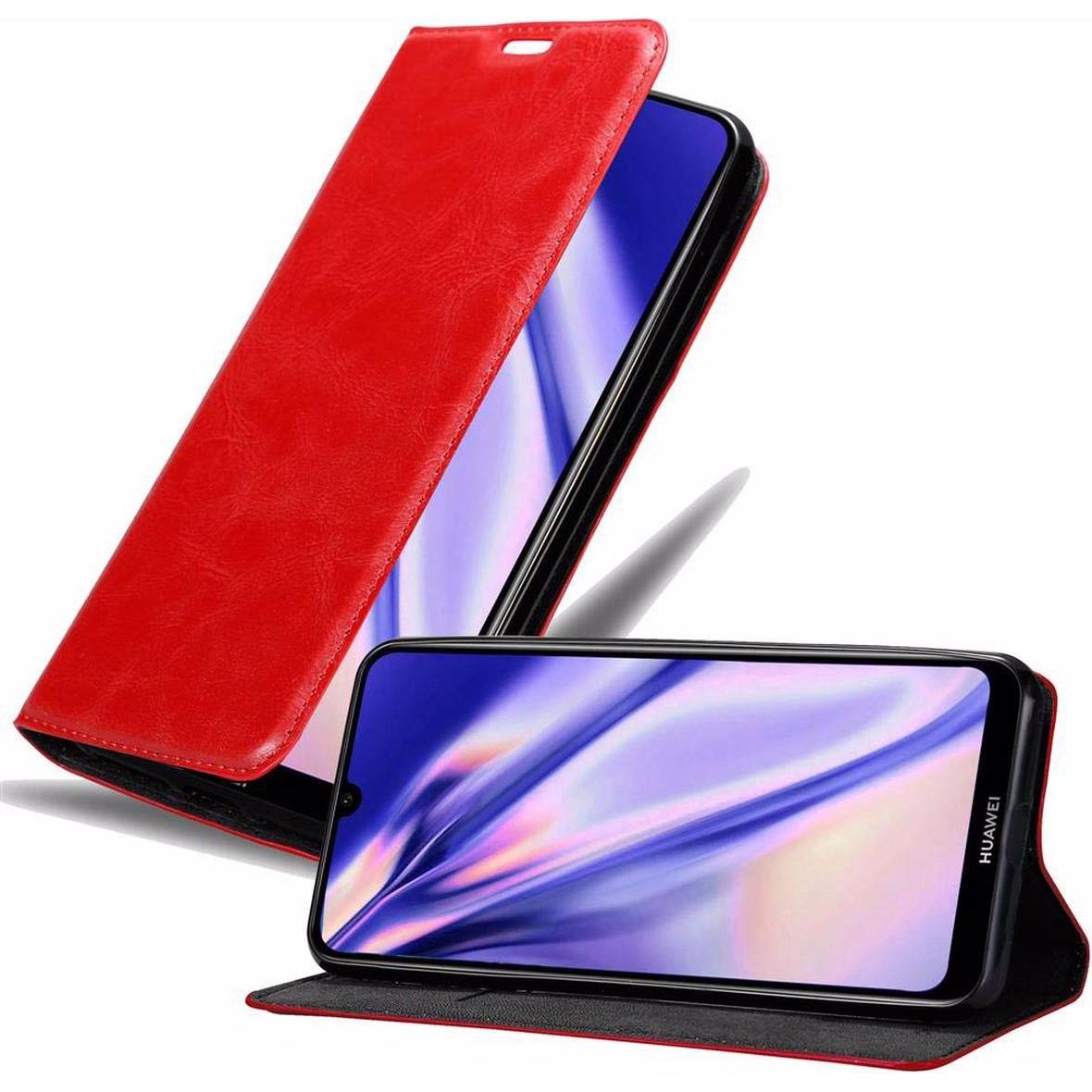 Cadorabo Book Invisible Magnet Cover (Huawei Y6 (2019)), Smartphone Hülle, Rot