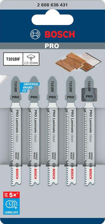 Produktbild Bosch Professional Zubehör PRO Laminate clean T101BIF Stichsägeblatt, 83 mm, 5-tlg.