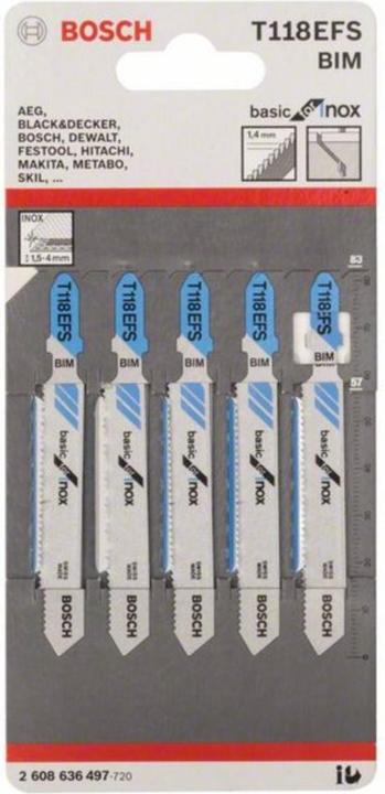 Produktbild Bosch Professional Zubehör PRO Stainless Steel T118EFS Stichsägeblatt, 83 mm, 5-tlg.
