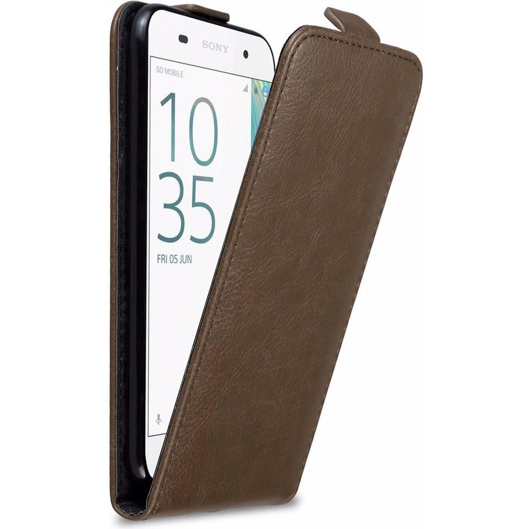 Cadorabo Flip wie Invisible Cover (Sony Xperia E5), Smartphone Hülle, Braun
