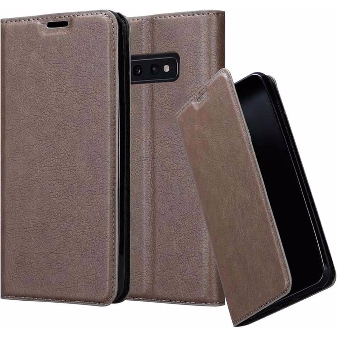 Cadorabo Book Invisible Magnet Cover (Samsung Galaxy S10e), Smartphone Hülle, Braun