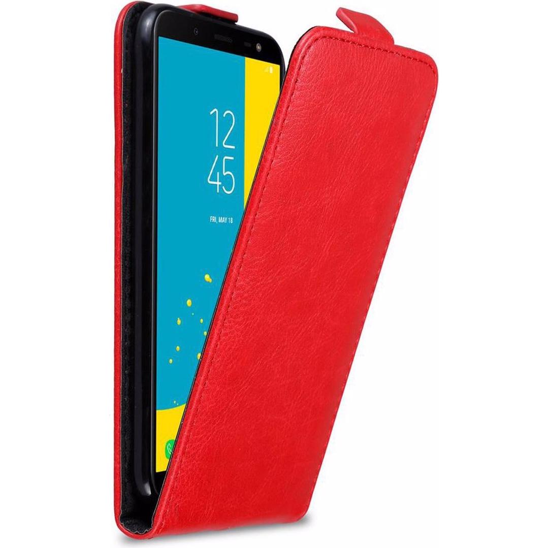 Cadorabo Flip wie Invisible Cover (Samsung Galaxy J6 (2018)), Smartphone Hülle, Rot
