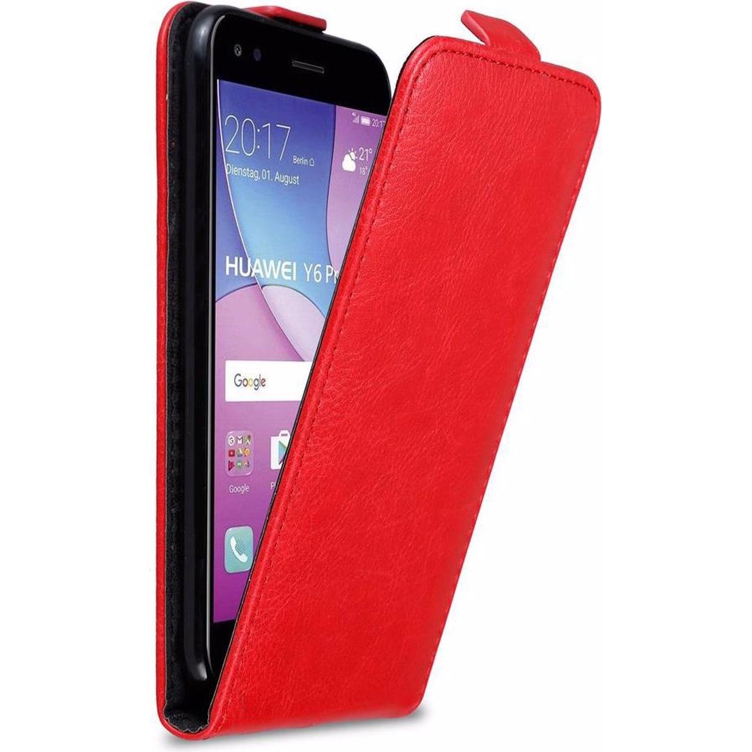 Cadorabo Flip wie Invisible Cover (Huawei Y6 Pro), Smartphone Hülle, Rot