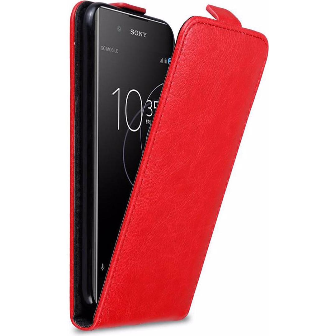 Cadorabo Flip wie Invisible Cover (Sony Xperia XA1 Plus), Smartphone Hülle, Rot