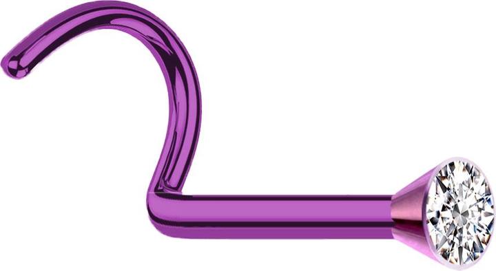 Actual product image Star Piercing Nasenstecker gebogen violett mit Kristall silber (without brass, Titanium)