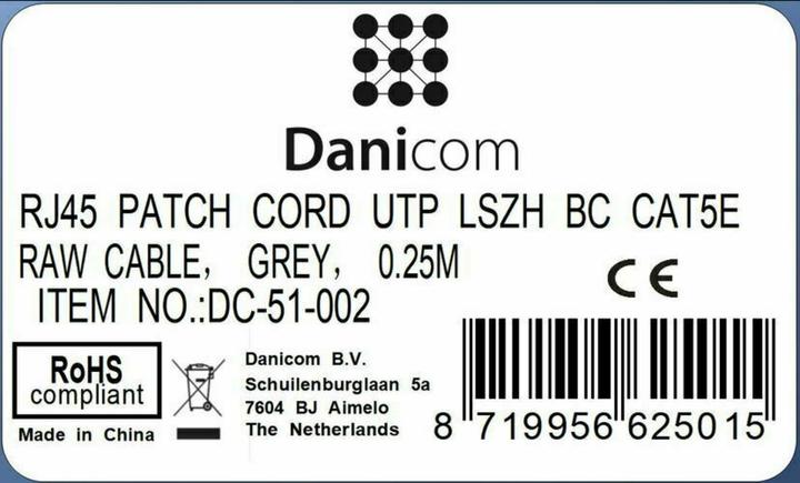 Produktbild Dsit CAT5e Netzwerkkabel, U/UTP, 0,25 Meter, Grau, 100% Kupfer (U/UTP, CAT5e, 0.25 m)