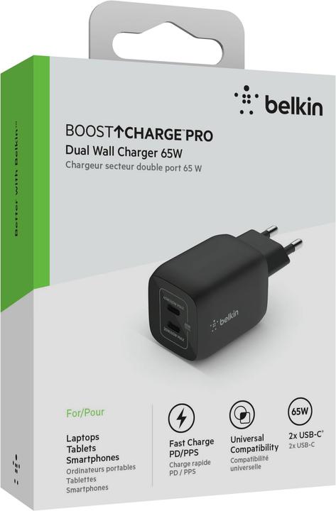 Immagine prodotto Belkin Boost Charge Pro 2-Port GaN Charger (65 W, 2 porte)