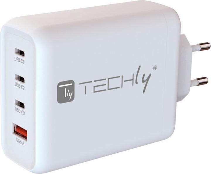 Techly Ladegerät USB-C 1-2-3/USB-A 140W (140 W, 4 Ports)