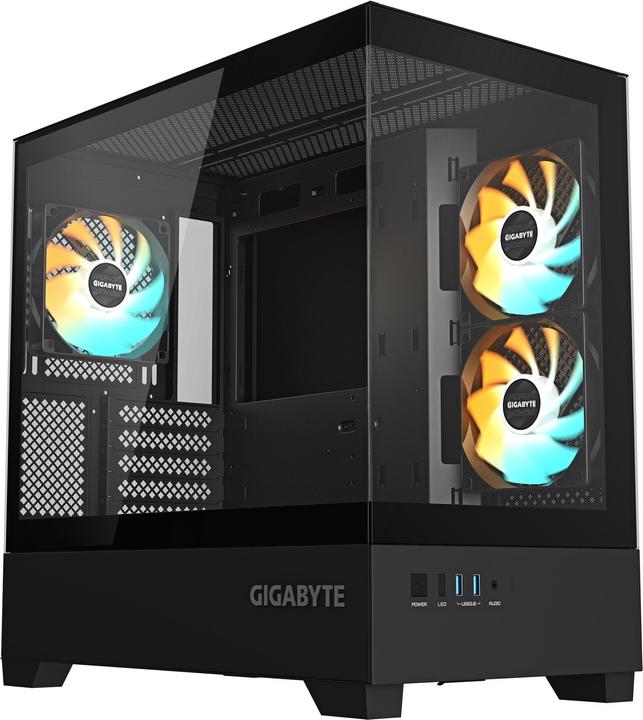 Gigabyte case GB-C201P - Mid tower - 2xUSB 3.0 - 3x 120mm ARGB Fan - black (mATX, Mini-ITX)