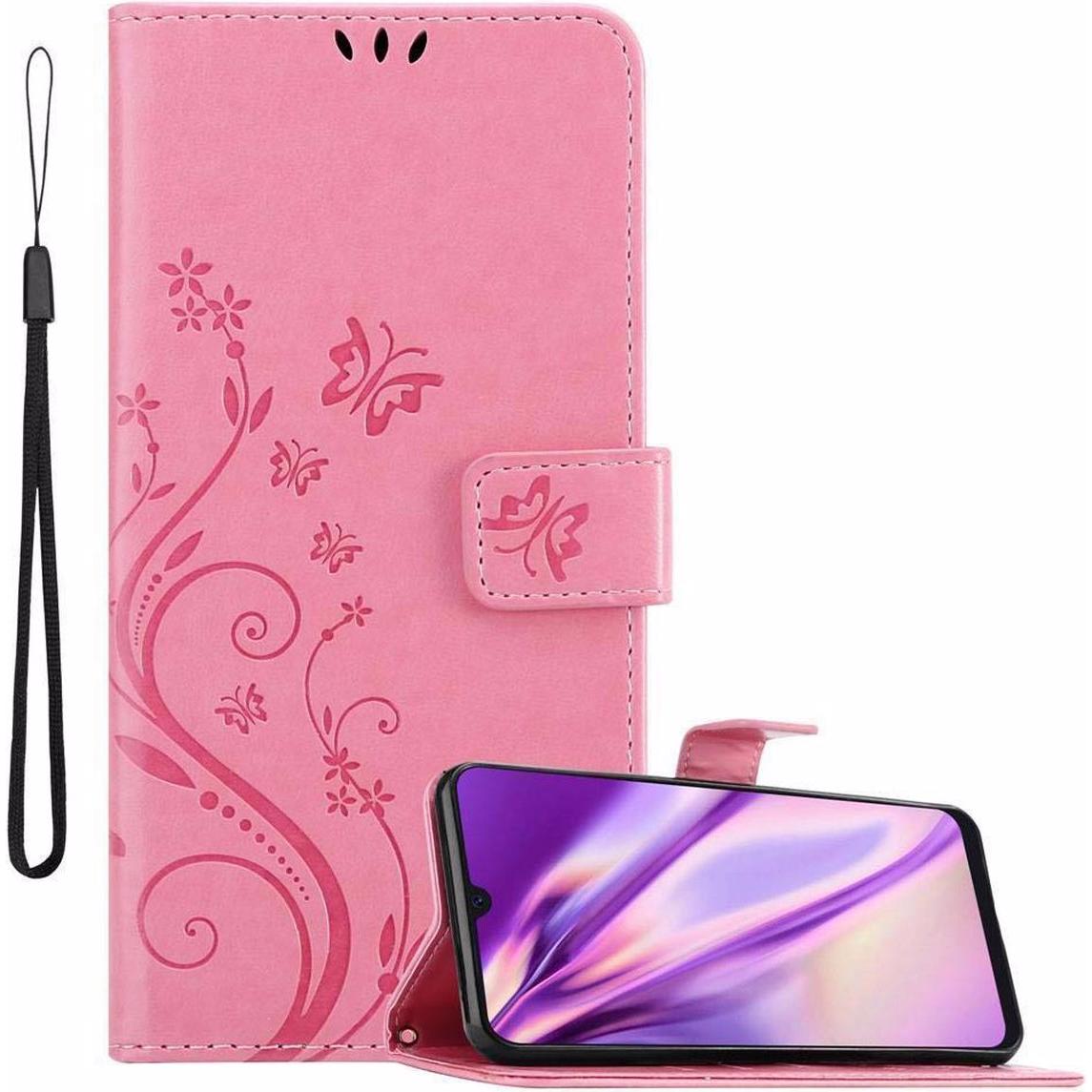 Cadorabo Flower Book Cover (Samsung Galaxy A50), Smartphone Hülle, Rosa
