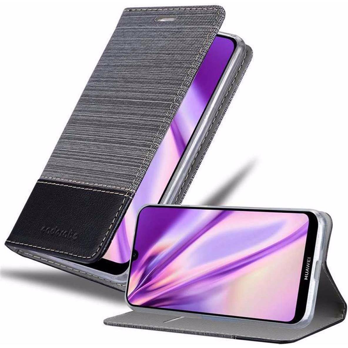 Cadorabo Book Jeans Optik Cover (Huawei Y6 (2019)), Smartphone Hülle, Grau
