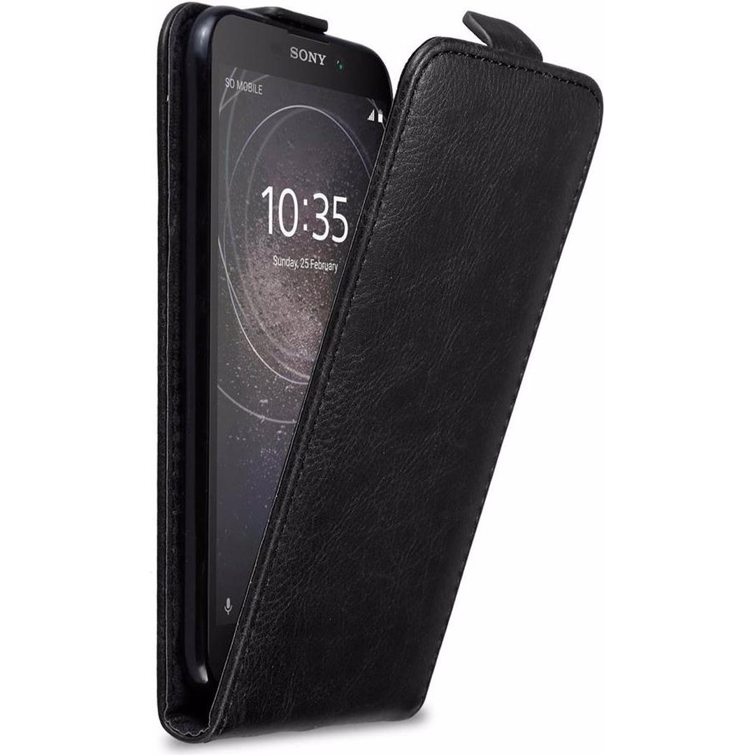 Cadorabo Flip wie Invisible Cover (Sony Xperia L2), Smartphone Hülle, Schwarz