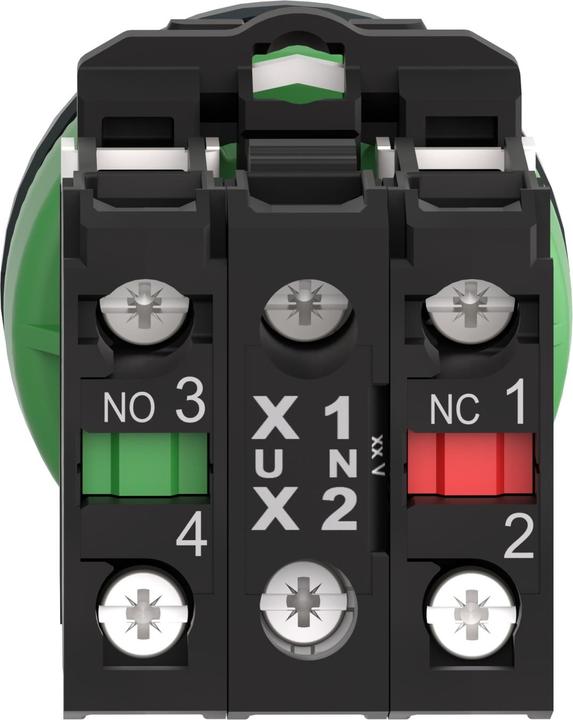Actual product image APC Electric illuminated pushbutton, flat, complete, ø30mm, 120 V, IP69K, LED, White, 1 NC + 1