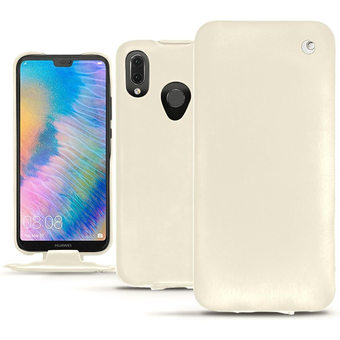 Noreve Lederschutzhülle vertikal (Huawei P20 Lite), Smartphone Hülle, Weiss