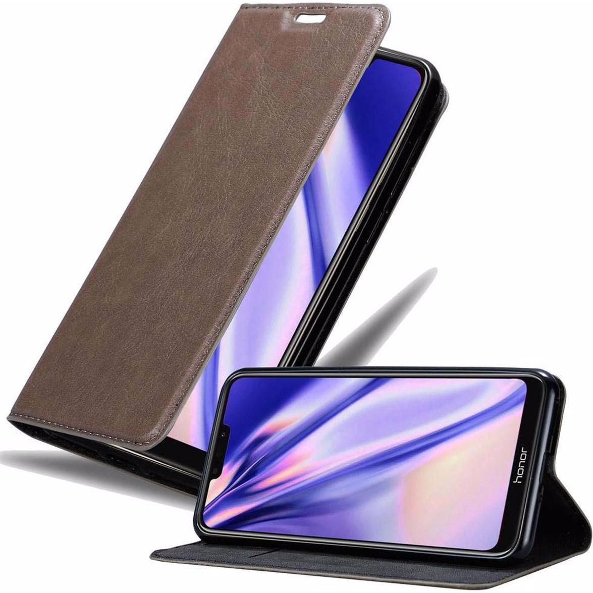 Cadorabo Book Invisible Magnet Cover (Honor 8C), Smartphone Hülle, Braun