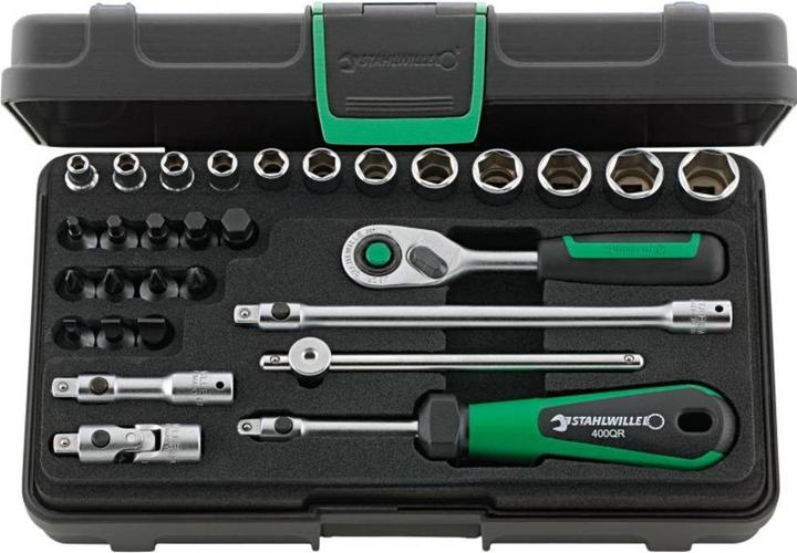Stahlwille 40/24/6QR Garniture de clé à douille 1/4 carré (6 mm, 12 mm, 14 mm, 5,5 mm, 10 mm, 7 mm, 11 mm, 5 mm, 8 mm, 9 mm, 4,5 mm, 13 mm, 4 mm)