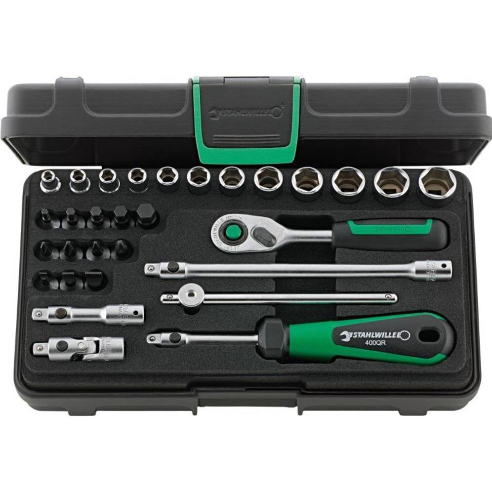 Stahlwille, Chiave a bussola + esagonale, 40/24/6QR set di prese 1/4 quadrato (6 mm, 12 mm, 14 mm, 5,5 mm, 10 mm, 7 mm, 11 mm, 5 mm, 8 mm, 9 mm, 4,5 m