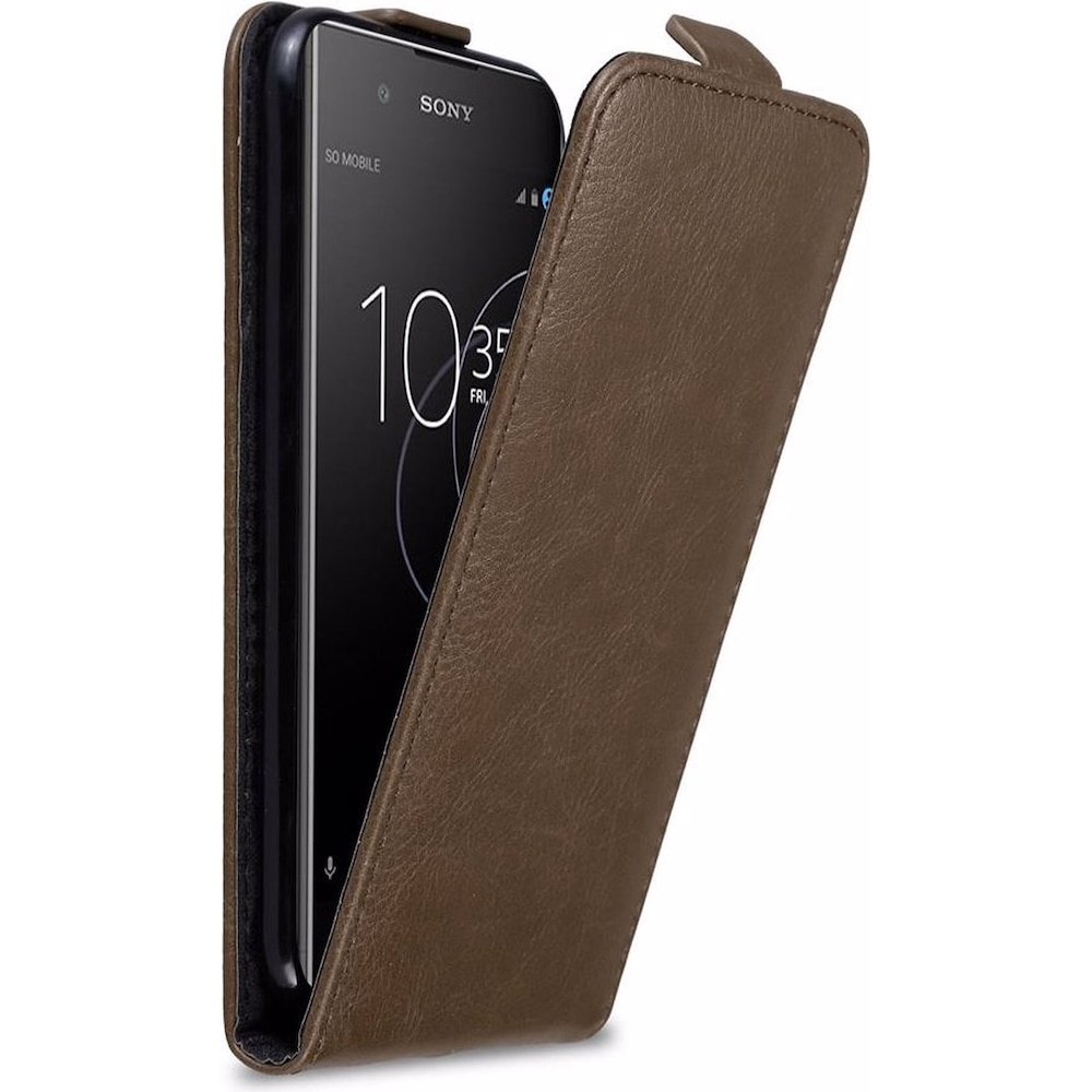 Cadorabo Flip wie Invisible Cover (Sony Xperia XA1 Plus), Smartphone Hülle, Braun