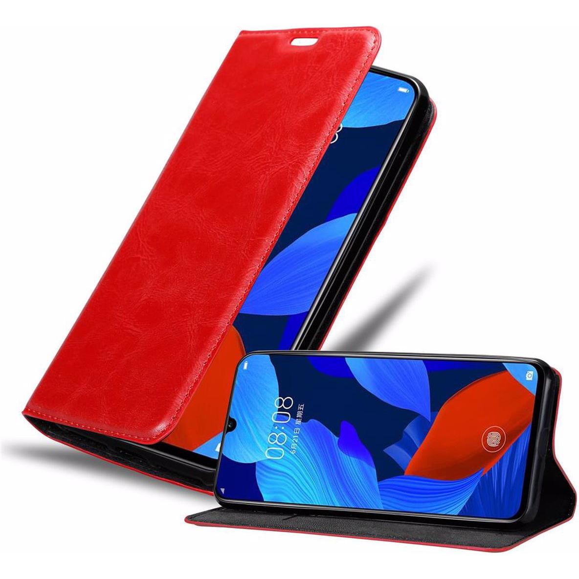 Cadorabo Book Invisible Magnet Cover (Huawei Nova 5), Smartphone Hülle, Rot