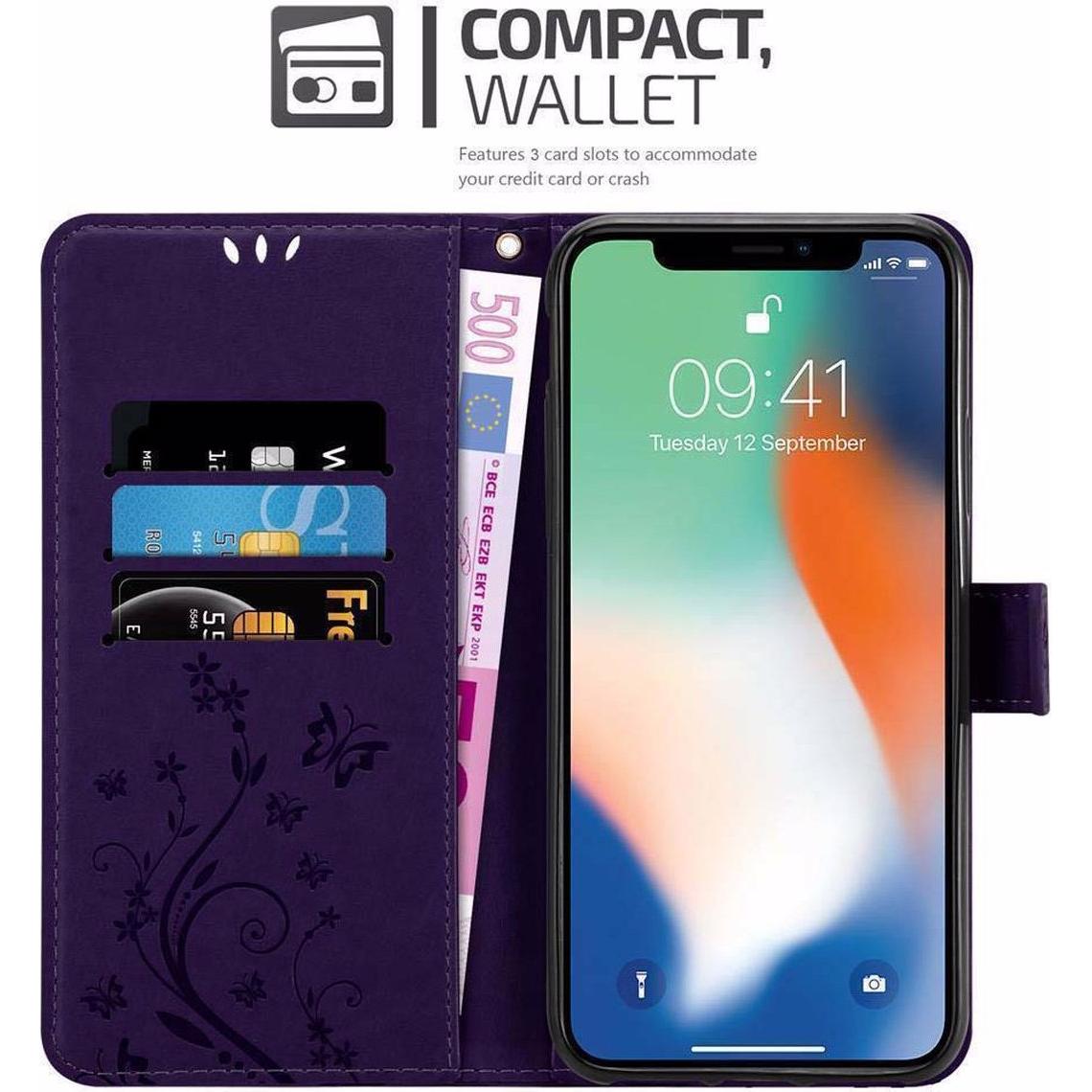 Thumbnail - Cadorabo Flower Book Cover (Apple iPhone X), Smartphone Hülle, Violett