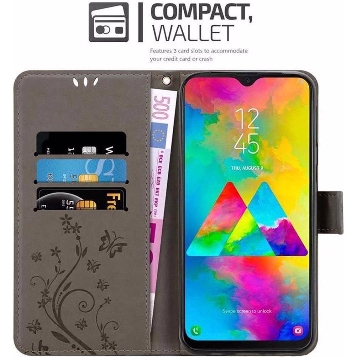 Thumbnail - Cadorabo Flower Book Cover (Samsung Galaxy M20), Smartphone Hülle, Grau