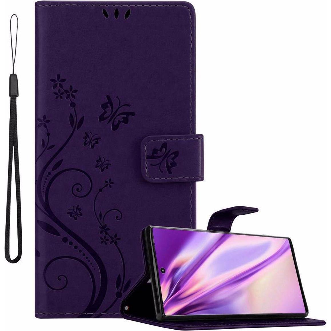 Cadorabo Flower Book Cover (Samsung Galaxy Note 10 Plus), Smartphone Hülle, Violett