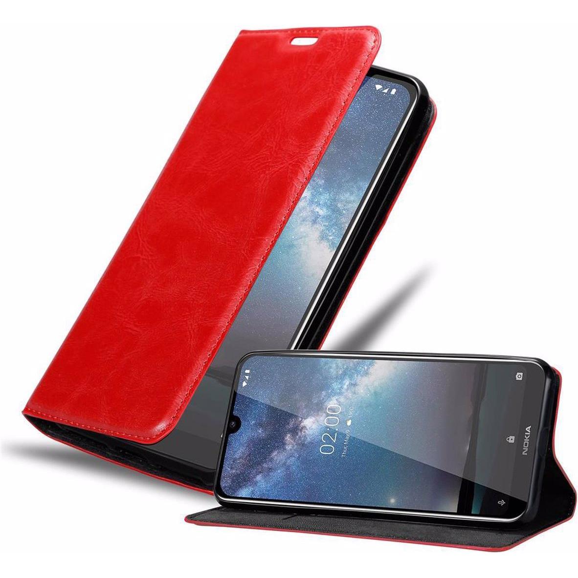 Cadorabo Book Invisible Magnet Cover (Nokia 2.2), Smartphone Hülle, Rot