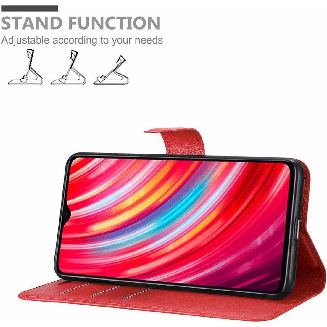 Thumbnail - Cadorabo Book mit Standfunktion Cover (Xiaomi Redmi Note 8 Pro), Smartphone Hülle, Rot