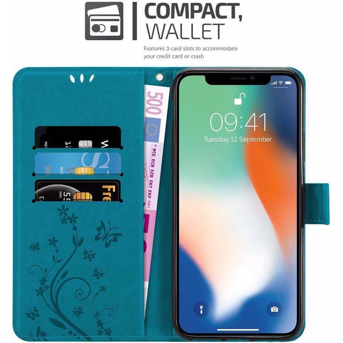Thumbnail - Cadorabo Flower Book Cover (Apple iPhone XS Max), Smartphone Hülle, Blau