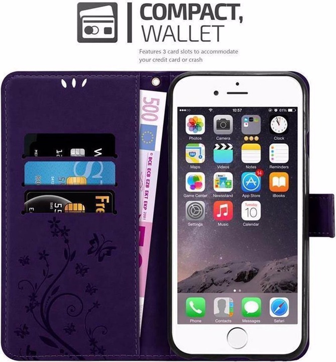 Actual product image Cadorabo Flower Book Cover (Apple iPhone 6s Plus, Apple iPhone 6 Plus)