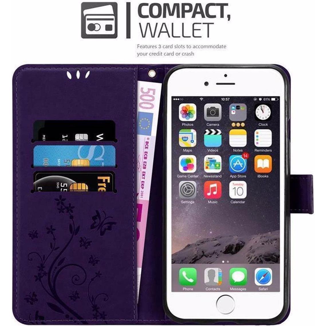 Thumbnail - Cadorabo Flower Book Cover (Apple iPhone 6s Plus, Apple iPhone 6 Plus), Smartphone Hülle, Violett