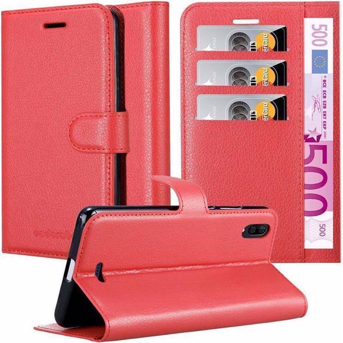 Cadorabo Book mit Standfunktion Cover (Wiko Y80), Smartphone Hülle, Rot