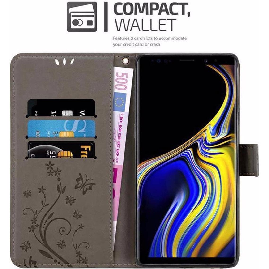 Thumbnail - Cadorabo Flower Book Cover (Samsung Galaxy Note 9), Smartphone Hülle, Grau