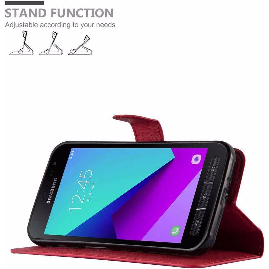 Thumbnail - Cadorabo Book mit Standfunktion Cover (Samsung Galaxy Xcover 4s), Smartphone Hülle, Rot